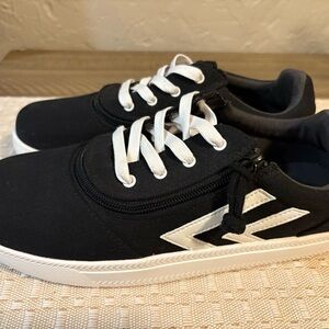 Billy Black and White Athletic Shoes with zipper